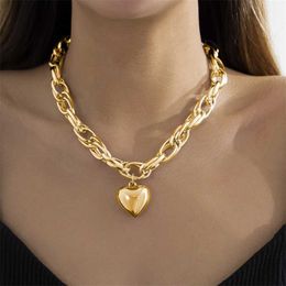 Pendant Necklaces Ingemark High Quality Punk Big Heart Necklace Women Fashion Statement Chunky Heavy Chain Grunge Jewelry Steampunk Men 230613