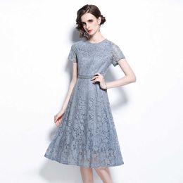 Summer New Fashion Women's Short Sleeve Hooked Flower Hollow Lace Night club black cocktail Dress SEXY DRESSES FOR WOMEN 2023