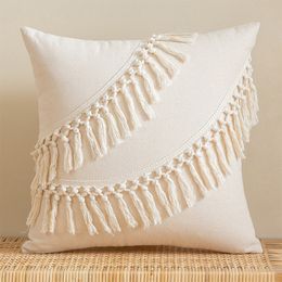 CushionDecorative Pillow Boho Decorative Throw Pillow Covers With Tassel For Couch Bed Sofa Morocos Lumbar Tufted Pillowcase 45X45 Home Decor Cojines 230616