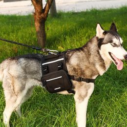 Dog Car Seat Covers Pet Carrier Bag Harness Tactical Backpack For Medium Large Dogs Dismountable Two Pockets Snack Toy Storage