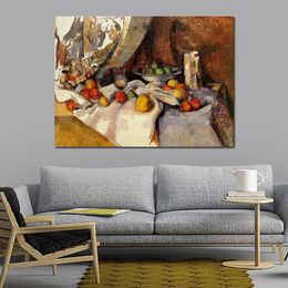 Still Life Post Bottle Cup and Fruit Paul Cezanne Painting Contemporary Canvas Art Hand Painted Oil Artwork Home Decor