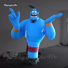 2.5m(8ft)H Cute Blue Inflatable Bouncers Aladdin's Lamp Genie Cartoon Character Model 3m Air Blow Up Magic Spirit Balloon For Party Decoration