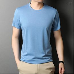 Men's T Shirts High Quality Men's Mulberry Silk Tops Summer Plain Casual O-Neck Modal Tees Short Sleeve Male Cotton T-shirt