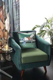 Pillow Case American-Style Velvet Duplex Printing Pillow Cushion Noble Green Horse KTV Living Room and Sample Room Pillow Cover