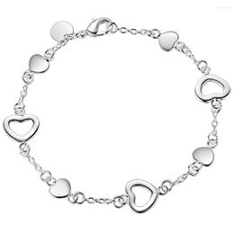 Link Bracelets 925-Sterling-Silver Plated For Women Charm Wholesale Christmas Fashion Silver Jewelry Elegant Unsurpassed Heart AH068