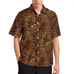 Men's Casual Shirts Leopard Skin Print Beach Shirt Trendy Spotted Striped Summer Blouses Short Sleeve Custom Clothing Plus Size