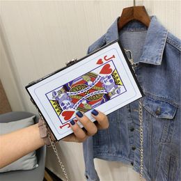 Evening Bags 2023 Women's Chain Shoulder Crossbody Bag Fun Poker Card Fashion Letters Small Square Trendy Handbags Bolsa Feminina