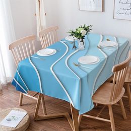 Table Cloth Blue White Gradient Abstract Tablecloth Waterproof Dining Rectangular Round Home Textile Kitchen Decoration