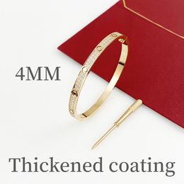 Narrow version Screw bracelet for man bracelets 4mm full diamonds bangle luxury bracelet thickened coating fashion designer Jewellery couple gift 5A without box