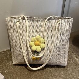 Evening Bags Summer Beach Tote Bag For Women Handbags Flower Straw Casual Shoulder Rattan Boho Woven Large Capacity Handle