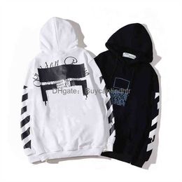 Street 2023 Mens Streetwears Hoodies Womens Print Fashion Man Pullover Winter Sweatshirts Loose White Hoodys Hooded Offs Designers Clothing high1 quality NU65