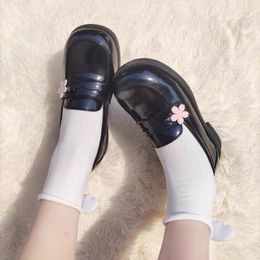 British Style Vintage Woman Vulcanize Shoes Kawaii Pink Sakura Girls Lolita Shoes2023 Summer Slip on Casual PU Mary Janes