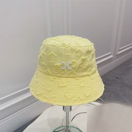 Summer Bucket Hat Jacquard Raw Edge Fisherman Hats Sweet Girl Style Flower Thin Cap Shape Wide Brim Easy Wear Available In 4 Candy Colours