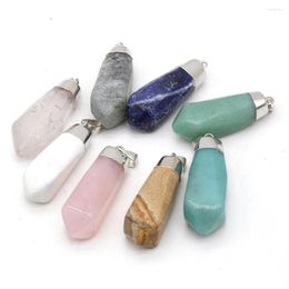 Pendant Necklaces Natural Stone Gemstone Rose Quartz Flash Labradorite Sodalite Handmade Crafts Necklace Accessories For Woman 15x45mm