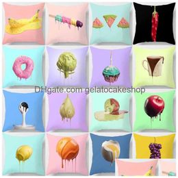 Cushion/Decorative Pillow Dissoing Art Printing Square Pillowcase Used For Home Decoration Car Sofa Cushion Er 45Cmx45Cm Drop Delive Dhspx