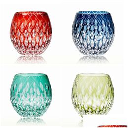 Wine Glasses Japanese Style Edo Kiriko Crystal Glass Hand Engraving Kaleidoscope Raindrop Whiskey Tumbler Collection Level Cups Drop Dh3Y0