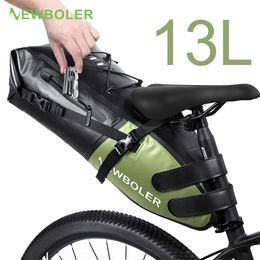 Panniers Bags BOLER Bike Bag Waterproof 13L Large Capacity Bicycle Saddle Bag Cycling Foldable Tail Rear Bag MTB Road Trunk Bikepacking 230616