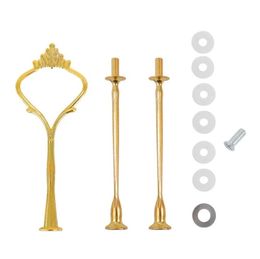 Fashionable European Style 3 Tier Cake Plate Stand Handle Fitting Sier Gold Wedding Party Crown Rod 0523