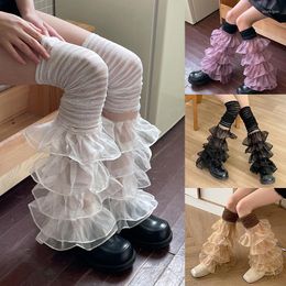 Women Socks Ruffled Lace Patchwork Long Thigh High Stockings Boot Cuffs Cover For Streetwear Woman's Fashion