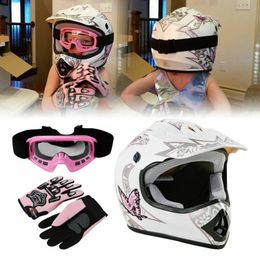 Motorcycle Helmets DOT Youth Kids Helmet Pink Butterfly Red Spider Net Dirt Bike ATV MX Full Face W/Goggles Gloves Cycling Casco Moto