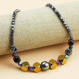 Chains HGKLBB Coloured Round Beads Men's Necklace Fashion Natural Hematite Stone Collar Hombre Jewellery Accessories For Daily Wear