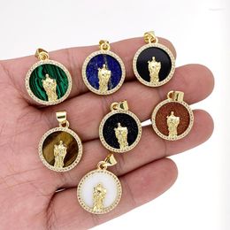 Pendant Necklaces Upscale Natural Stone Round Catholicism Jesus Exquisite Gold Plated CZ Original Charm Jewelry Make Necklace Accessories