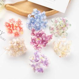 Dried Flowers 10PCS Artificial Wedding Outdoor Garden Rose Home Decoration Party Christmas Garlands Candy Box Fake Silk Hydrangea