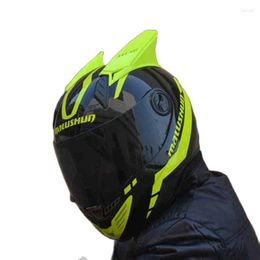 Motorcycle Helmets Personality Design Single Visor Men And Women Cool Helmet Full Face Black With Yellow Corn