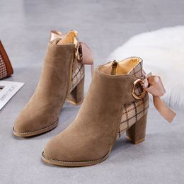 Fashion Ankle Boots Womens2023 New Womens Boots High Heel Buckle Shoes Coarse Heel Short Boots Womens Casual Shoes ANKLE