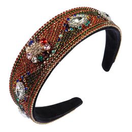 Hair Rubber Bands Fashion Luxury Bling Rhinestone Headbands Crystal Colorf Diamond Flower Hairband Wide Cross Women Party Ac Dhgarden Dhpwb