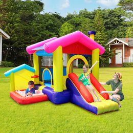 Inflatable Bounce House With Slide Moonwalk Jumper Castle Jumping Bouncer Combo for Backyard Park Lawn Party Indoor Outdoor Sports Play Fun Small Gifts Children Toy