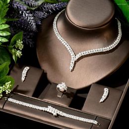 Necklace Earrings Set HIBRIDE Elegant 4 PCS Bracelet Ring For Noble Luxury Women Bridal Wedding Party Show N-1912