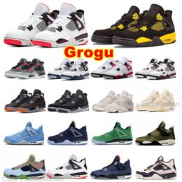 4 Grogu 4s Hot Lava UNC PE Basketball Shoes Red Cement Craft Olive Deep Blue Frozen Moments Sneakers Marquette Retro Wmtr Sail Starfish Wahlburgers Trainers With Boxs