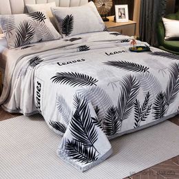 Blanket fleece flat bed sheet super soft cozy print mink cashmere double bed bedspread quilt throw blanket R230617