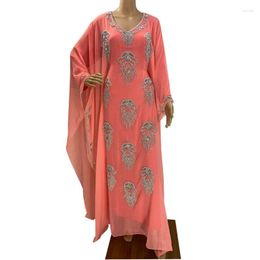 Ethnic Clothing Pink Dress Georgette Morocco Dubai Long Gown European And American Fashion Trend 52 Inches
