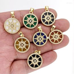 Pendant Necklaces High Quality Natural Stone Round Copper Sun Necklace Gold Plated Inset Zircon Creative Jewellery Accessory Gift