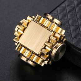 Spinning Top Gear Cube Spinner Finger Copper Mechanical Gyro Linkage Hand Fingertip Adult Decompression EDC Toys 230616