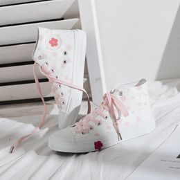 Sakura Print Canvas Sneakers2023 Fashion Autumn Students Daily Wear Women Sneakers Casual All-match Korea Style Ladies Footwear