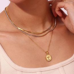 Pendant Necklaces MamacitaSlay Women's Jewellery Micro Inlaid Rhinestone Cast Rose Necklace High-end Stainless Steel