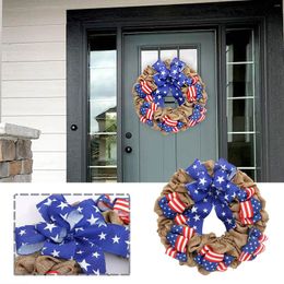 Decorative Flowers Independence Day Wreath For Front Door Rose National Ornament Home HolidayWindow Decoration Prop Pendant 2023