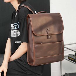 2023 New for Men's Travel Backpack, Outdoor Leisure Computer Bag, Student Backpack Trend hydration bag Canvas leather