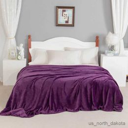 Blankets Blanket for Beds Purple Color Fleece for Sofa Soft Bedspread King Size Blankets 230x250cm R230617