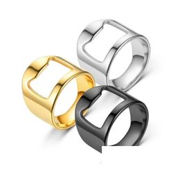 Openers Portable Beer Thumb Bottles Opener Unique Stainless Steel Finger Ring For Men Fashion Punk Colour Drop Delivery Home Garden K Dhmcr
