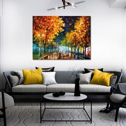 Vibrant Oil Painting Street Landscape The Way to Hope Handmade Canvas Art Contemporary Loft Decor