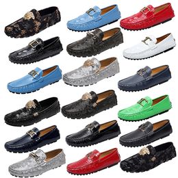 Luxury Brands Loafers Men Shoes PU Leather Solid Color Round Toe Classic Metal Decoration Simple Versatile Comfortable Flat Driving Shoes Size 35-48