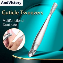 Cuticle Scissors Dual-Side Cuticle Trimmer With Cuticle Pusher Professional Nail Accesories Dead Skin Remover Scissors Tweezers Manicure Tools 230616