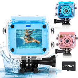 Toy Cameras Kids Camera Waterproof 20 Inch LCD Screen Action Cam 1080P HD Children Digital Po Video Recorder Underwater 230616