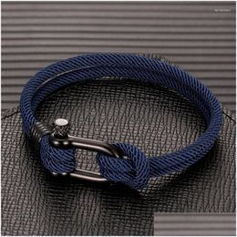 Charm Bracelets Men Outdoor Cam Rope For Women Black Stainless Steel Sport Bucklecharm Charmcharm Lars22 Drop Delivery Jewellery Dhpdj