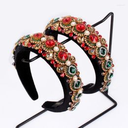 Hair Clips Baroque Rhinestone Pearl Headband Wide-Brimmed Sponge Flannel Non-Slip Band Dance Catwalk Accessories For Women 2023