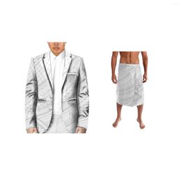 Men's Suits Father's Day Gift Casual White Suit Men's Lapel Party Wedding Ball Polynesian Retro Tribal Custom Arbitrary Pattern